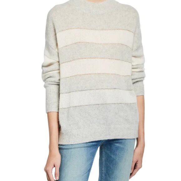 Rails Women's Ellis Cashmere Silk Blend Sweater in Mist Ivory Stripe Size Medium - Picture 1 of 5